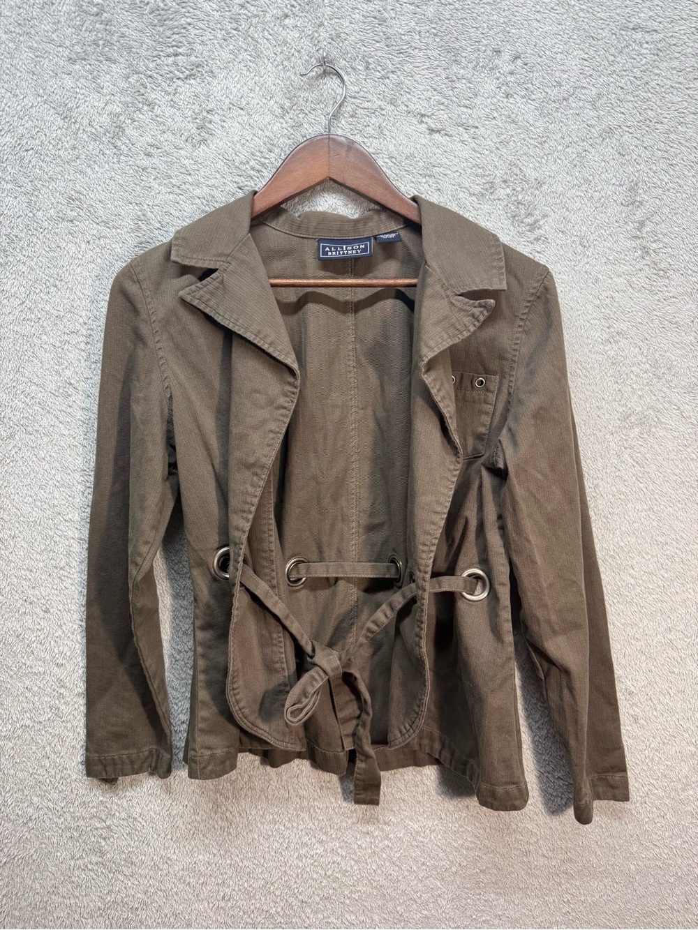 Allison Brittney Olive Green Utility Jacket Belted